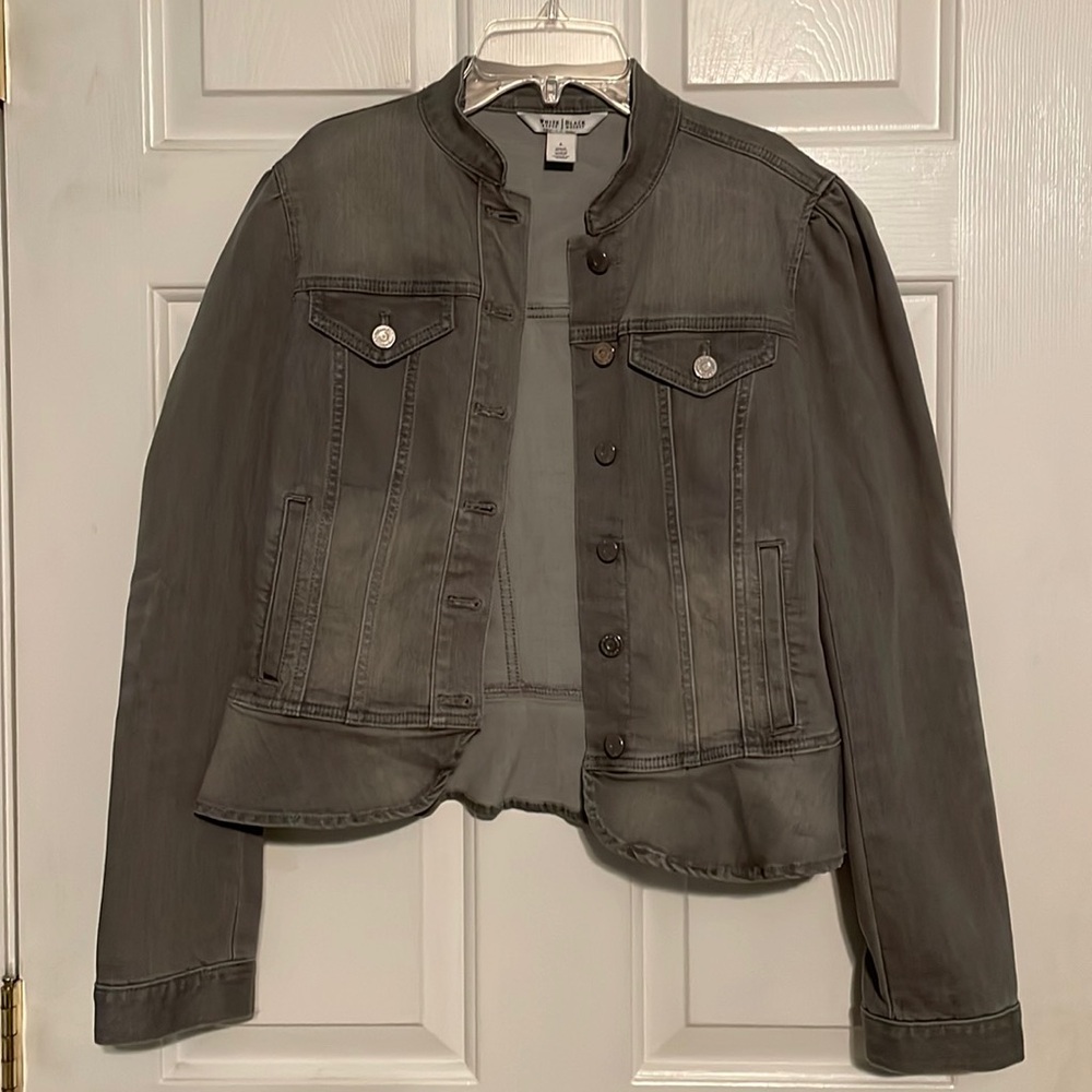 White House Black Market gray jean jacket